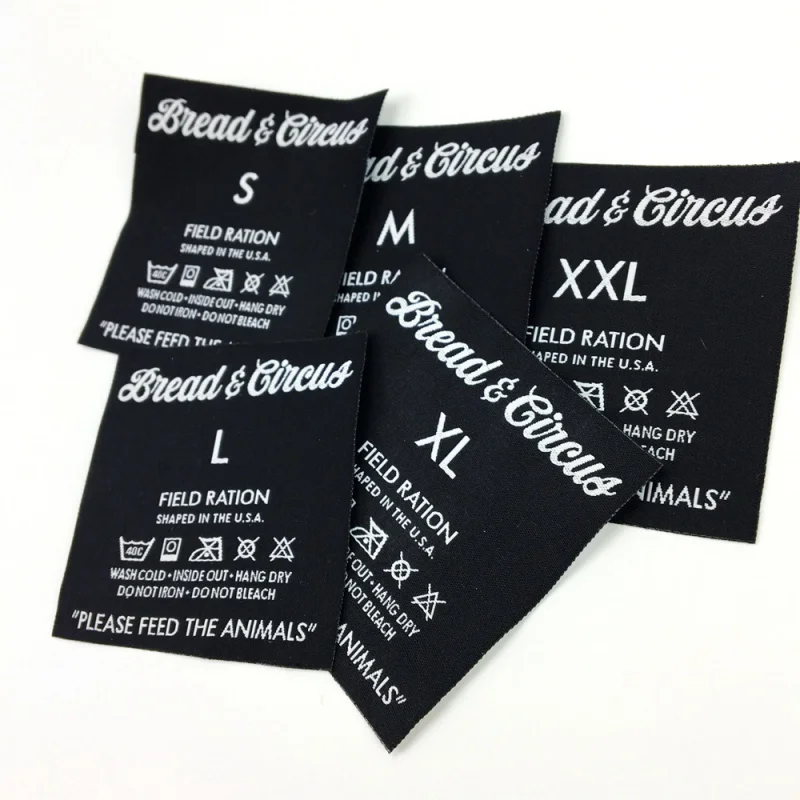 Custom Wholesale straight Custom Logo Washable Woven Label Tag for Clothing and T-shirts