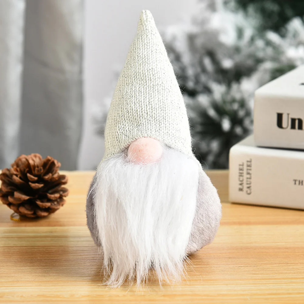 

2Pcs White Beard Faceless Doll Decoration Plush Home Adornment (White)