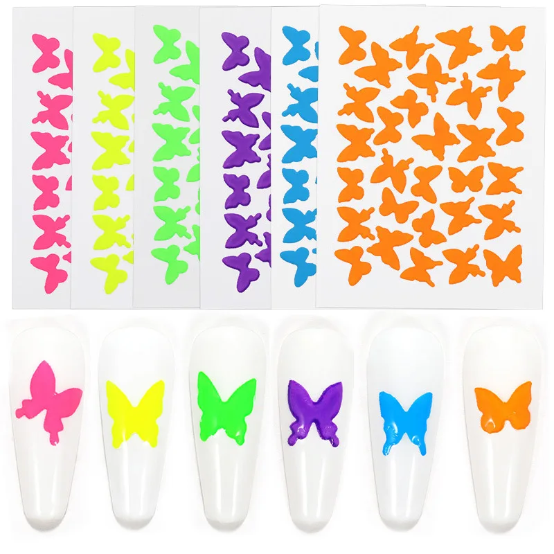 

6 Pcs/Set Retro Goth Flame Butterfly Nail Art Stickers Slider Abstract Colorful English Alphabet Design Manicures Decoration Hot