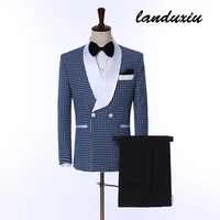 landuxiu mens speckled wedding slim fit business casual wedding officiant formal suit 2 piece menswear