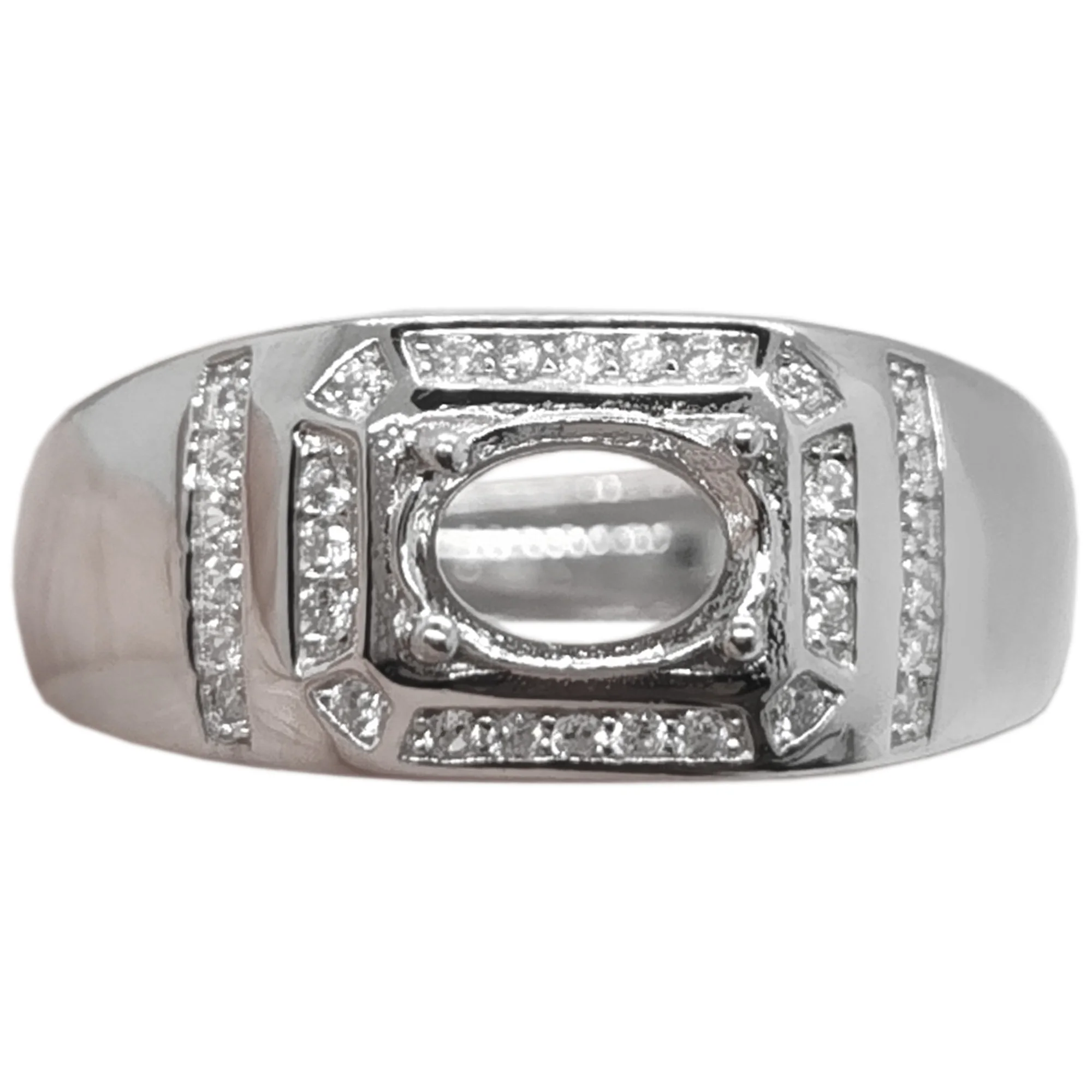 

Classic Man Ring Setting for Jewelry DIY 5mm*7mm Gemstone Silver Ring Setting 18K Gold Plating Jewelry Making Supplier