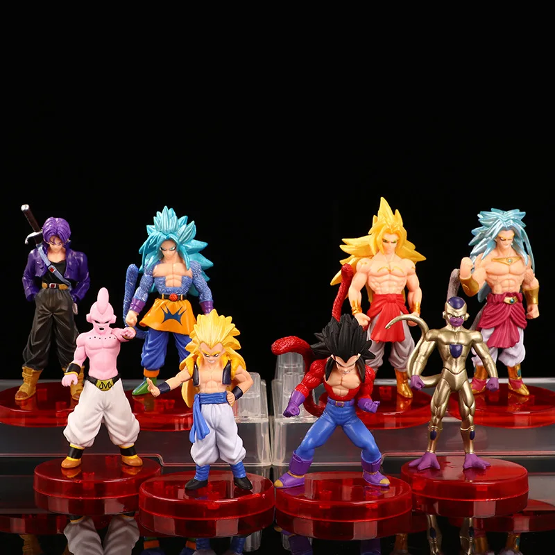 

8Pcs/set 13cm Dragon Ball Z Son Goku Vegeta Majin Broli Gotenks Gold Frieza Action Figure PVC Model Dolls Collections Toys Gifts