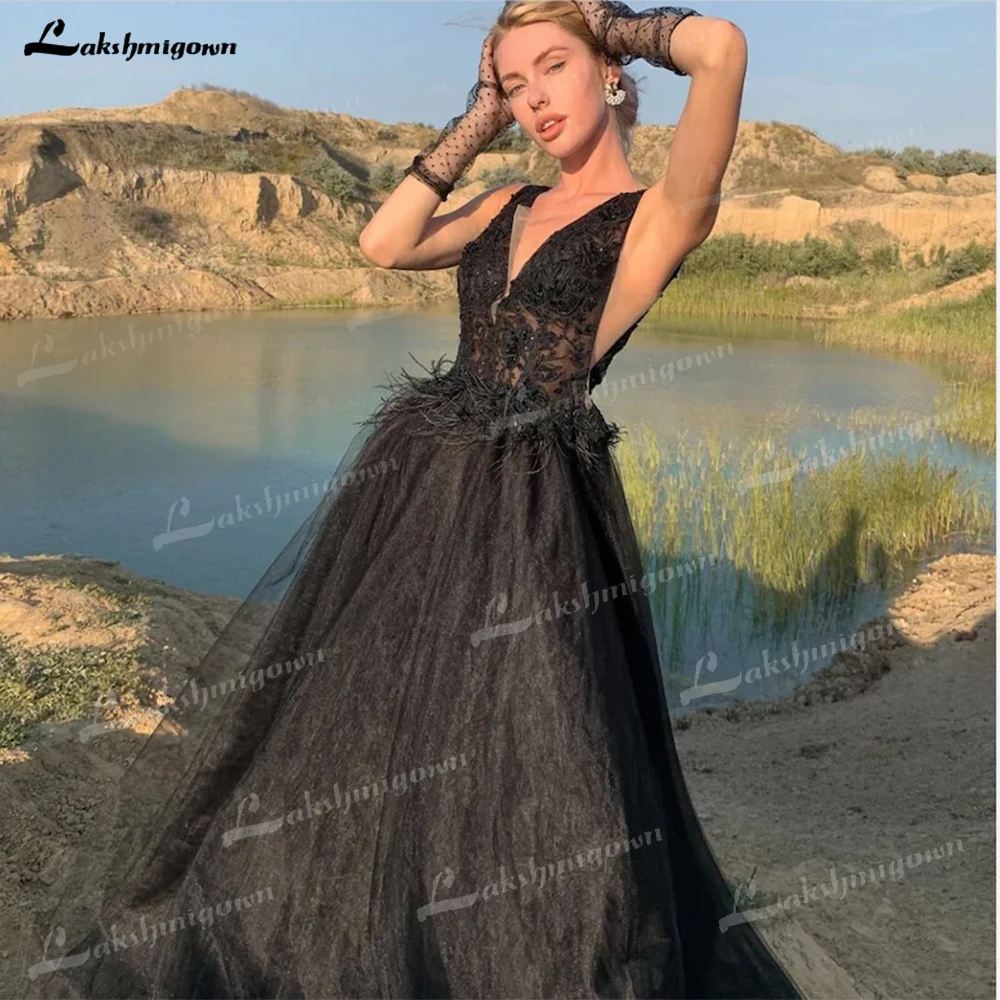 

Женское платье с открытой спиной, черное платье в пол из тюля с V-образным вырезом и аппликацией, трапециевидного силуэта, в готическом стиле...
