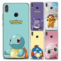pokemon logo and icons phone case for honor 8x 9s 9a 9c 9x lite play 9a 50 10 20 30 pro 30i 20s6 15 silicone case pikachu