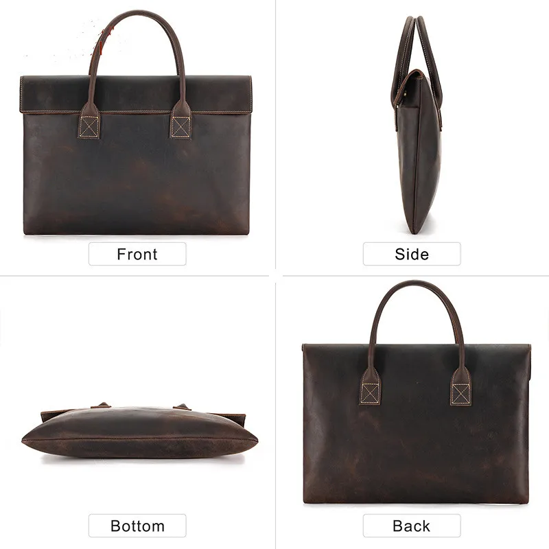 Genuine Leather Men's Executive Briefcase Bag Luxury Handbag Male Business Laptop Bag Vintage High Capacity Man Tote Bag