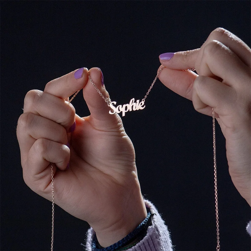 

Customized Name Necklace Gold Color Pendant Personalized Stainless Steel Link Chain Jewelry for Women Anniversary Gifts