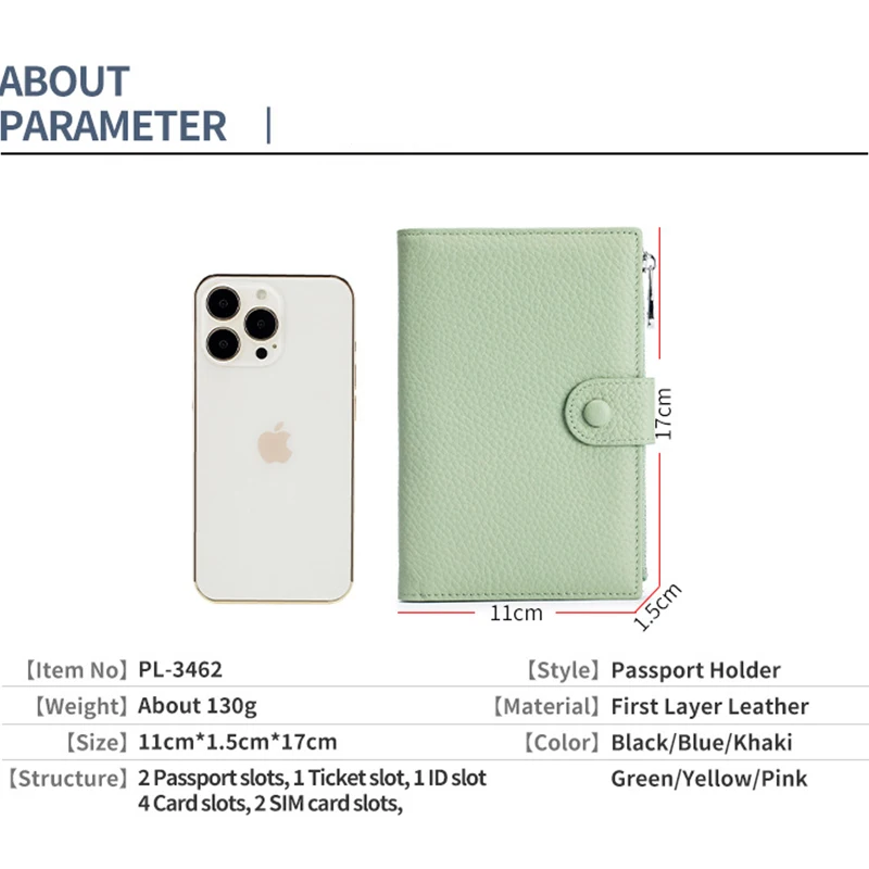 Новинка кожаный держатель для паспорта с зернистой поверхностью Обложка мужчин