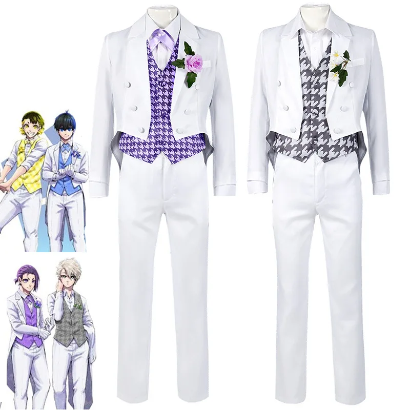 

Anime Blue Lock Reo Mikage Cosplay Suit Men Seishiro Nagi Costume Halloween Carnival Party Fishtail Suit Vest Uniform Set