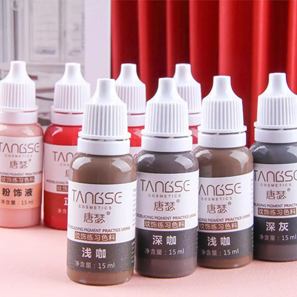 

15ML Practice Tattoo Ink Set Permanent Makeup Eyebrow Lips Eye Line Tattoo For Body Beauty Tattoo Art Supplies Color Pigment