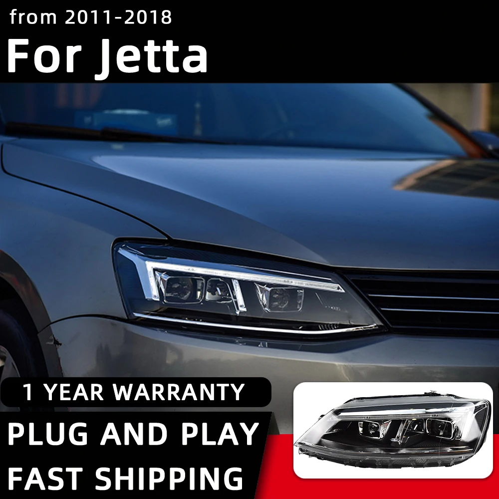 Kiểu Dáng Xe Đèn Pha Cho VW Jetta Mk6 Đèn Pha 2011-2018 R8 Đạp LED DRL Tín Hiệu Máy Chiếu Ống Kính Ô Tô phụ Kiện