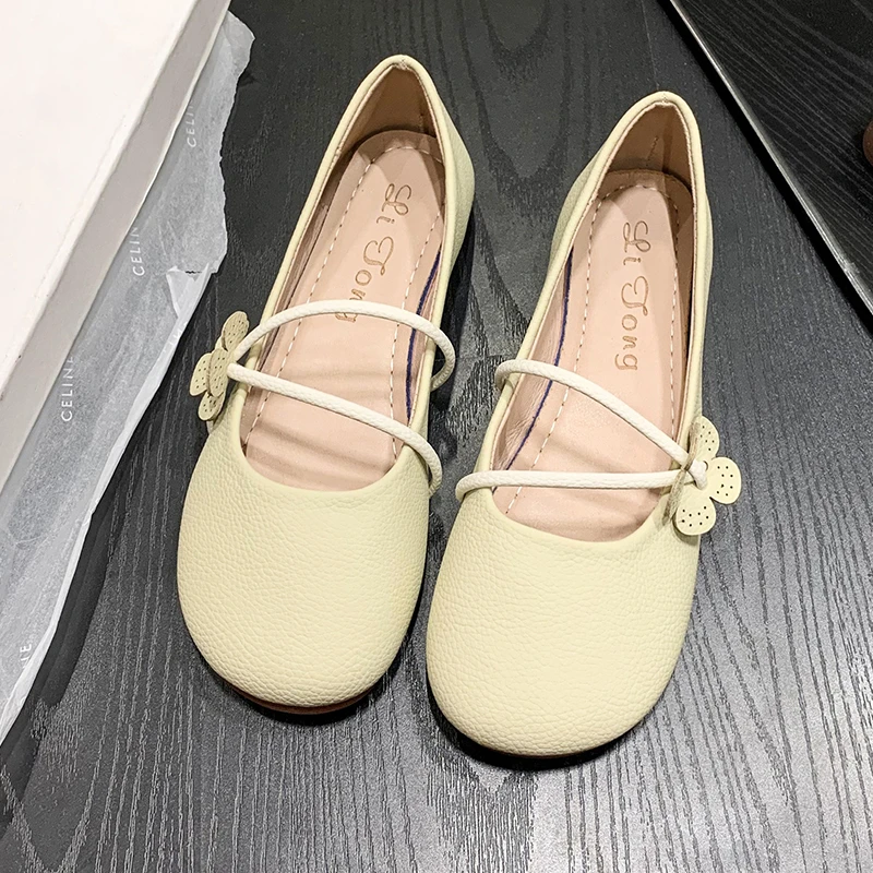 

2022 New Women's Loafers Spring Autumn Leather Comfort Flat Slip-On Shoes Sweet Flower Fashion Women's Shoes Zapatos De Mujer