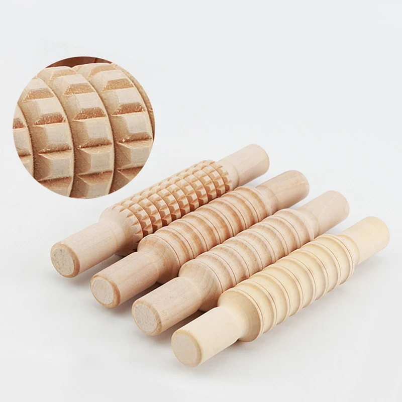

Pottery Mud Stick Pottery Ceramics Plastic Clay Carving Tools Solid Wood Printed Texture Mud Stick Mud Forming Tool Freeshipping