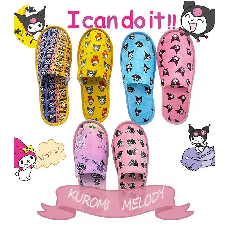 

My Melody Kawaii Cinnamoroll Themed Slippers Sanrioed Kuromi Series Home Interior Soft Bottom Mute Cloth Slippers