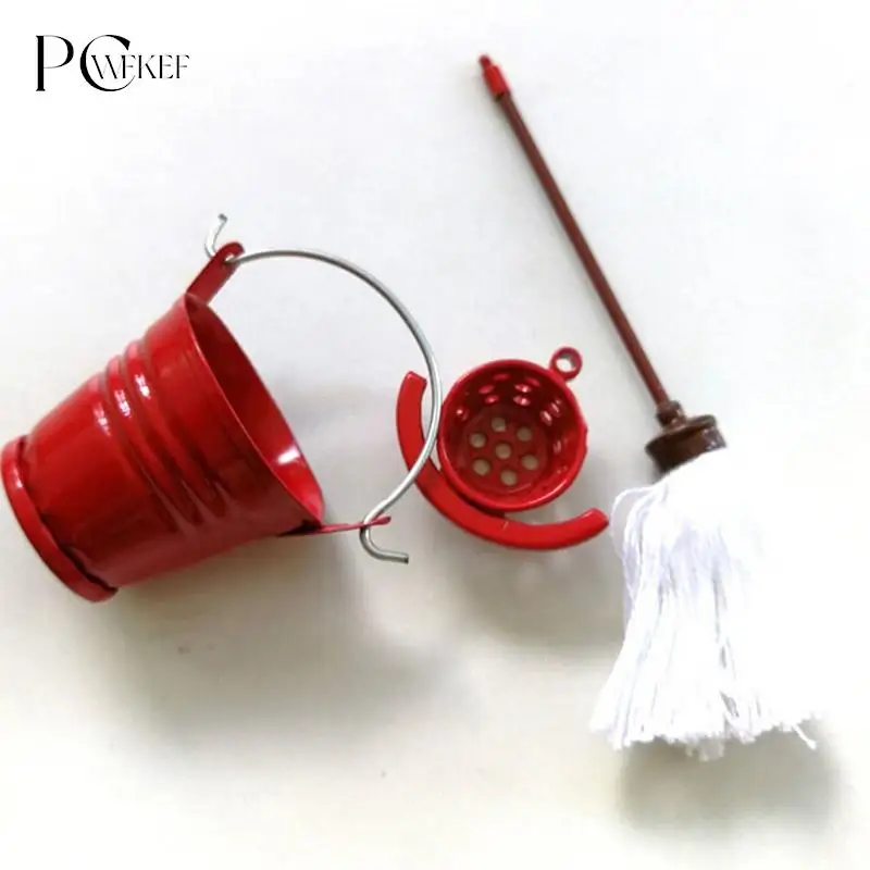 

Hot Sale Mini Kitchen Garden Mop Bucket Classic Pretend Play Furniture Cute Toy Creative Gifts Presents New Scale 1:12 Dollhouse