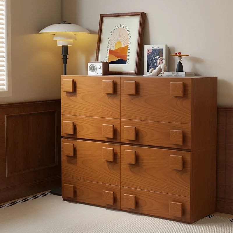 Средневековый двухслойный шкаф для хранения Кармен из цельного дерева в стиле