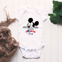 disney funny mickey mouse avatar pattern print white baby one piece cute personalized loose casual kids four seasons clothing