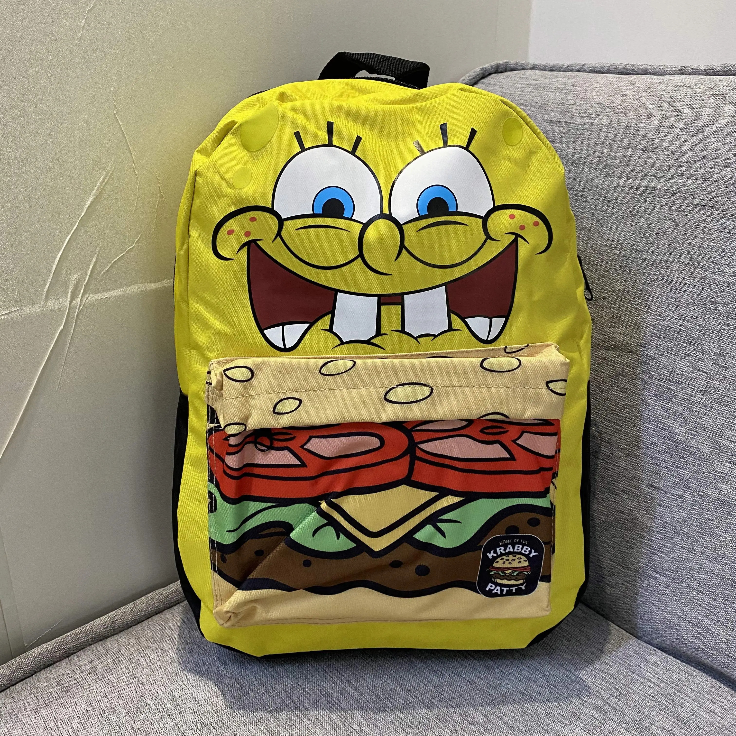 SpongeBob Backpack Waterproof Graffiti Backpack for Women Korean Schoolbag Kawaii Backpack for Girls Cute Zipper Purse Backpack