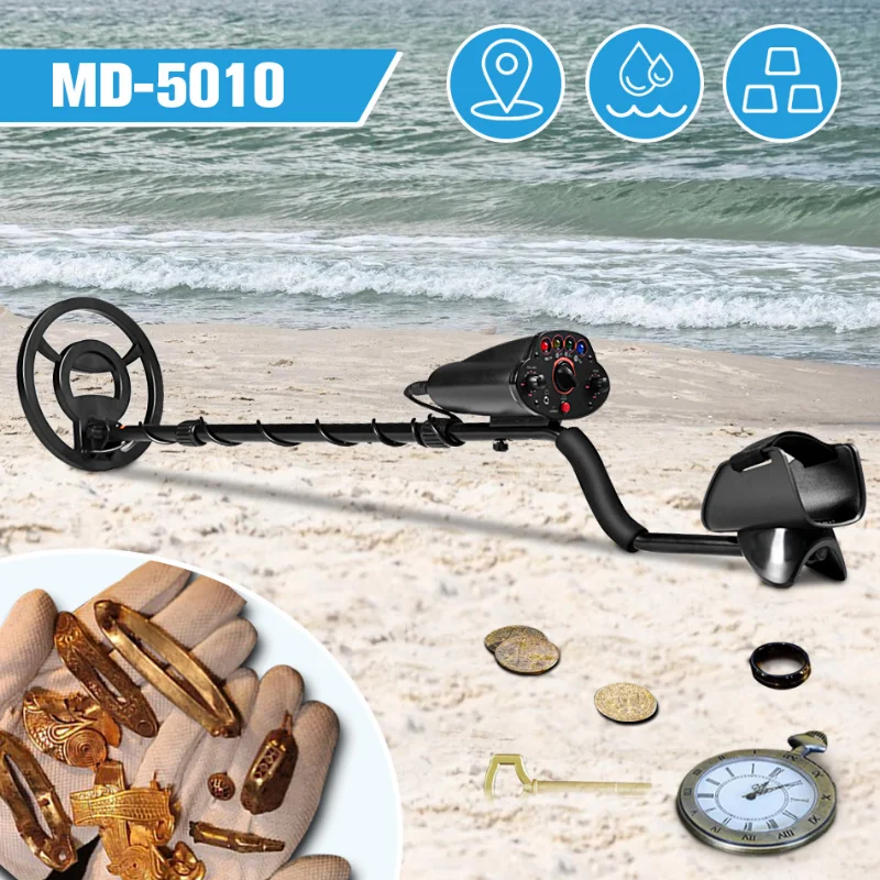 

Detector De Metales MD-5010 with 8" Waterproof Search Coil LED Lights High Accurancy Sensitivity Tool Gold Detector Metales New