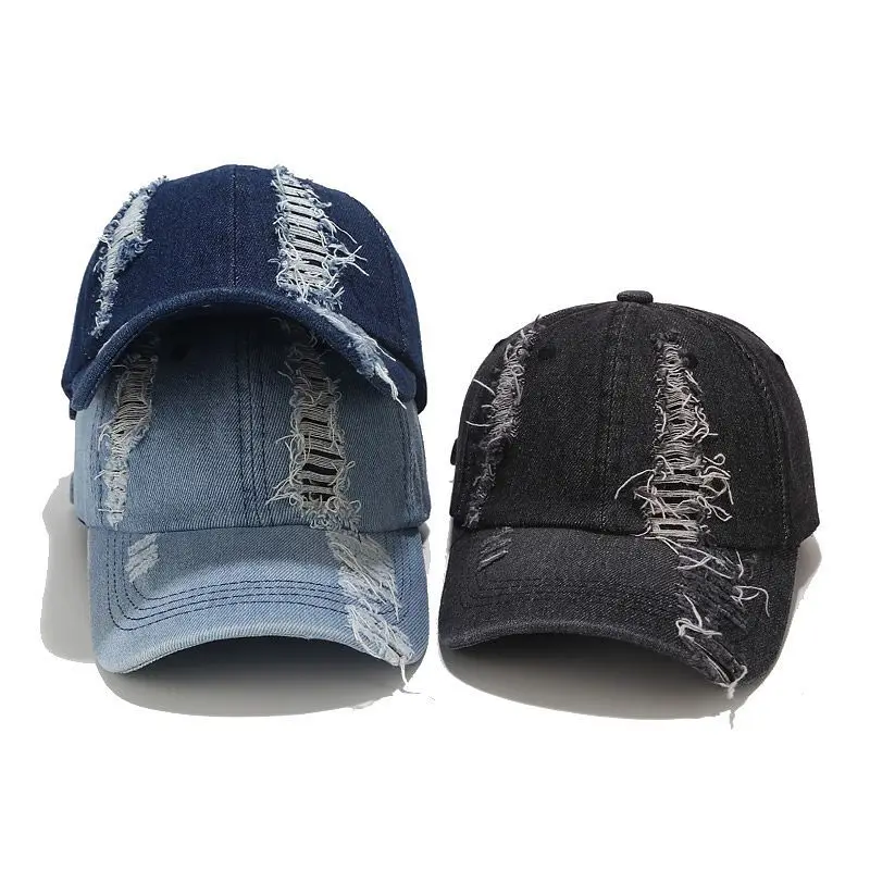 

Summer Women Casual Washed Cotton Ripped Baseball Cap European Style Adult Fitted Hat Dad Cap Snapbacks Hat Gorros Hip Hop