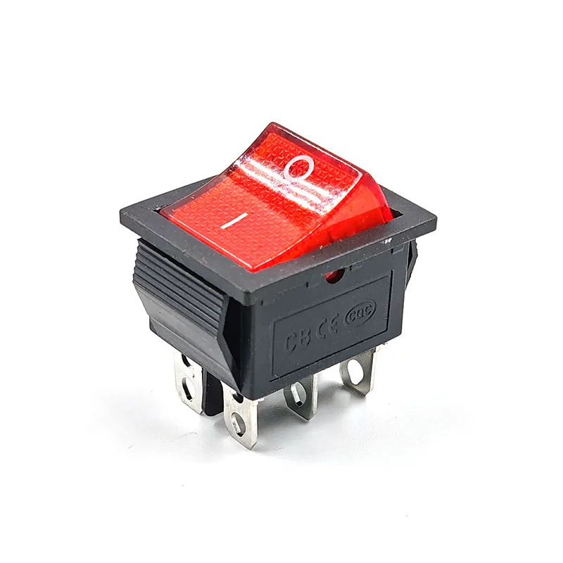 KCD4 Красный кулисный переключатель 250 В 16 А 6-контактный электрический выключатель