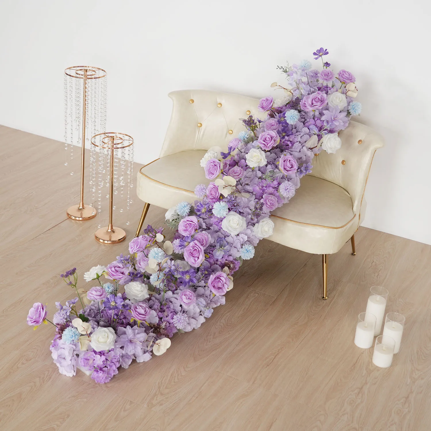 Фото Искусственные цветы UFlower, 200 см, роскошные фиолетовые розы, для свадебного оформления столов, декораций, арок, фонов, праздничных мероприятий №1