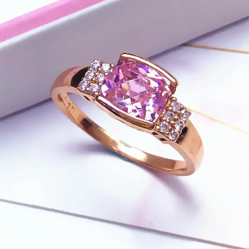 

Russian Purple Gold Zircon Ring Simple Personality Elegant High Sense Ring Earrings Pendant Ornaments Set for Women Fine Jewelry