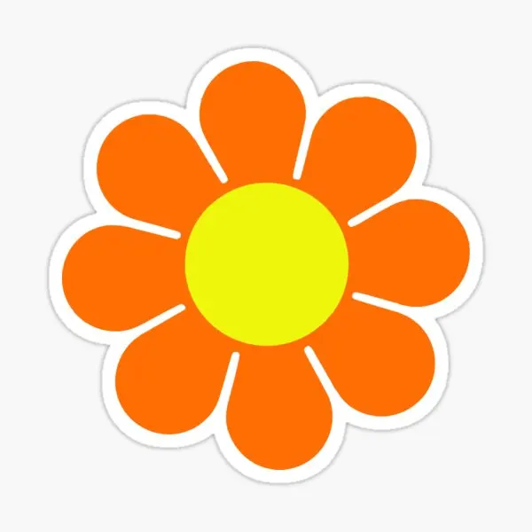 

Orange Yellow Hippy Flower Power Daisy 5PCS Stickers for Bumper Print Wall Decor Home Living Room Art Room Laptop Kid Cartoon