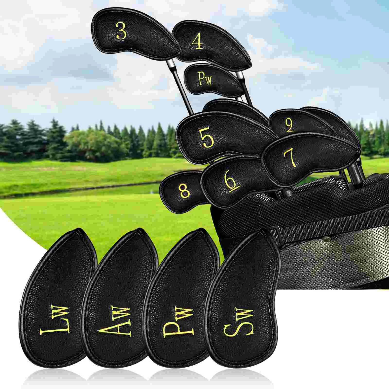 

11pcs Universal Protective PU Leather Waterproof Golfs Iron Club Cover for Most Irons