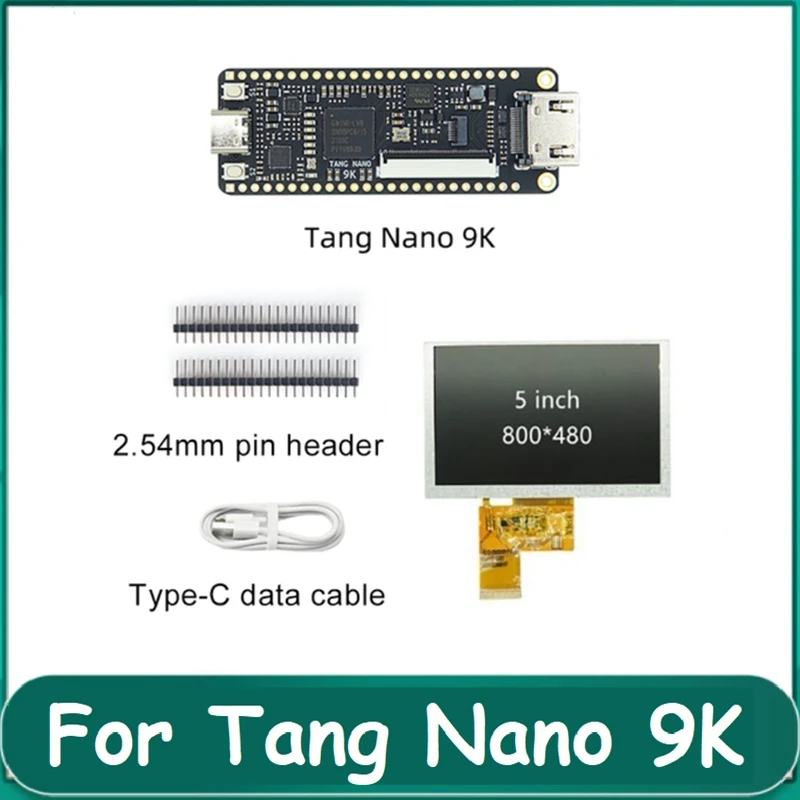 

Макетная плата для Tang Nano 9K FPGA Goai с 5-дюймовым открытым экраном стандартной яркости с интерфейсом RGB HD 40P
