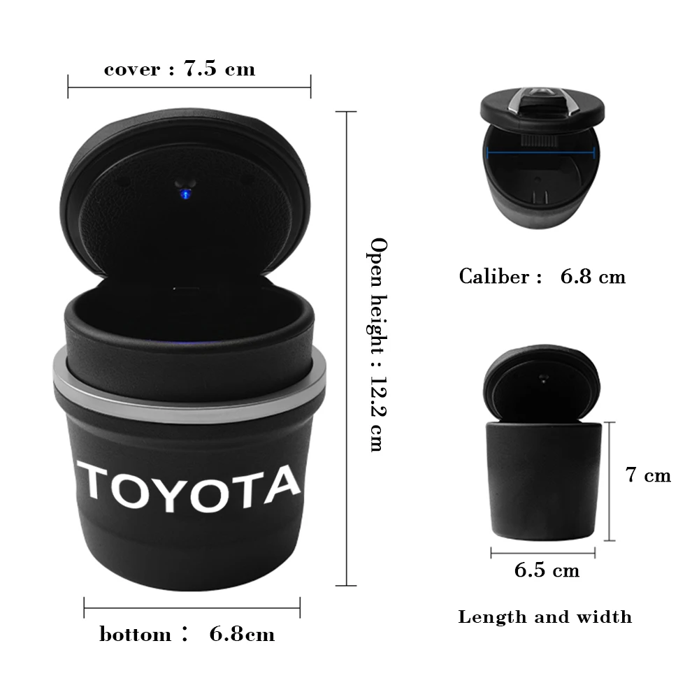 

Car Ashtray Flame Retardant Cigarette Holder High Quality Convenient Metal Car Logo For Toyota Corolla Yaris Rav4 Camry Avensis