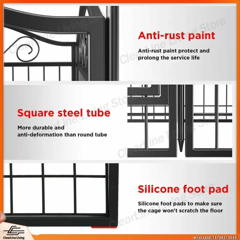 Прочный складной металлический вольер для собак с 8 панелями, ограждение-загон для домашних животных с воротами для использования в помещении и на улице, для щенков, котят, мелких животных (art.: 3920daba20465) - 3920daba20465