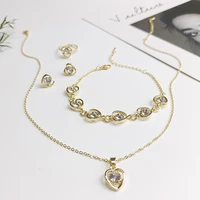 4 pieces hollow heart zircon pendant necklace earrings bracelet ring fashion ladies color irregular heart zircon set hot