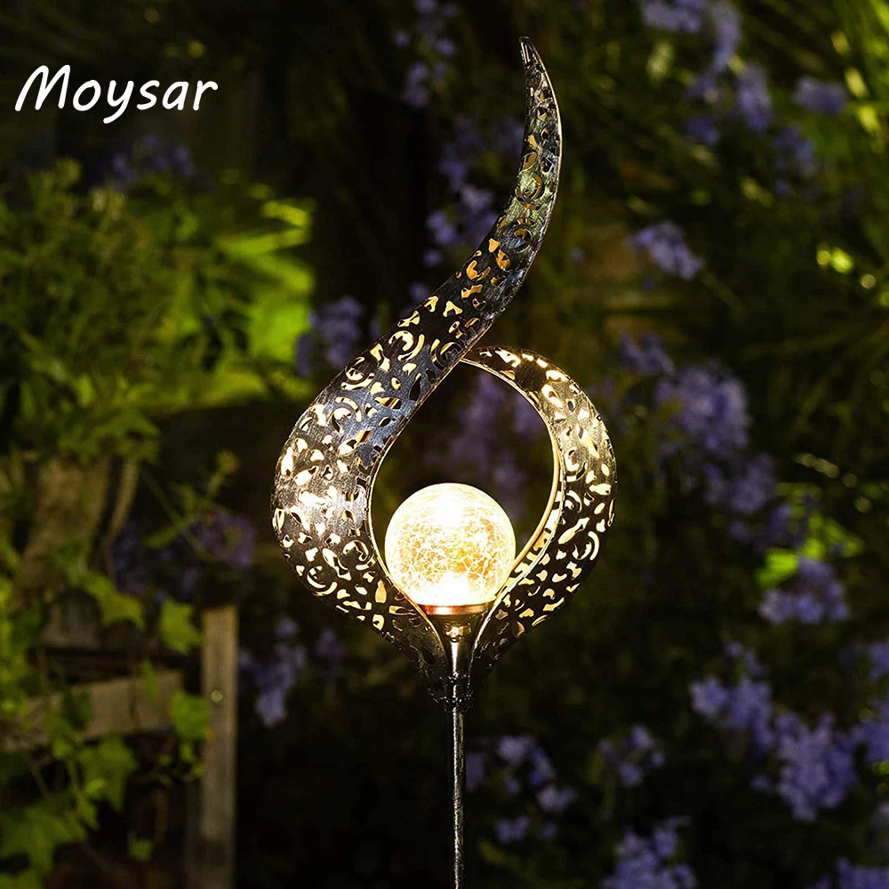 

Солнечный садовый светильник для дорожек, наружный, потрескавшийся стеклянный глобус, ламсветильник для газона, патио, декор для двора