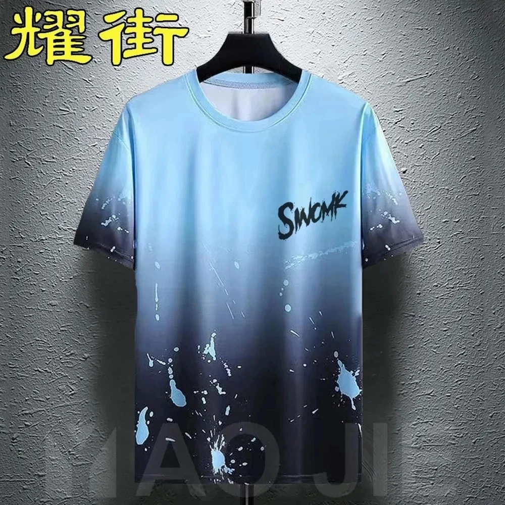 

summer men ice tshirt short sleeve patchwork letter chic casual fashion tees elasticity plus size 7XL 8XL 9XL loose fat tops 54
