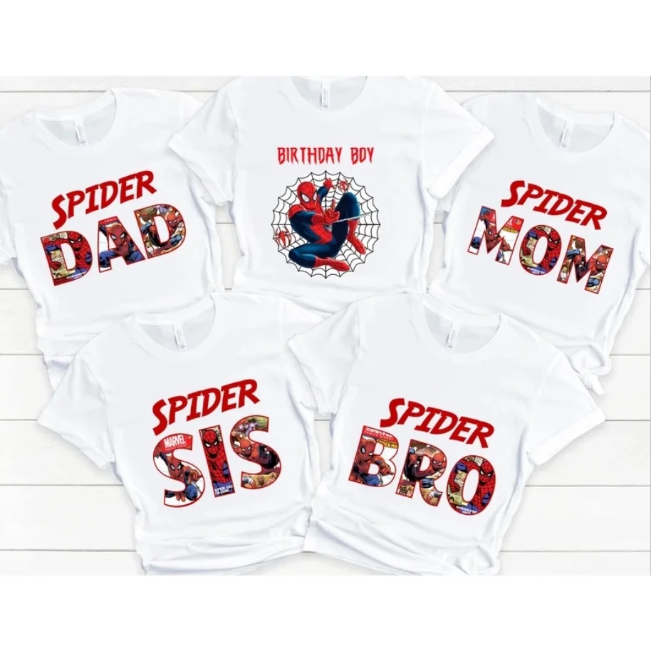 

New Cartoon Print Family Matching Outfits Set Birthday Boy Party Clothes 2-13Y Kids Birthday Gift Children Graphic Tees