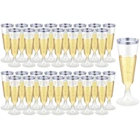 42pcs plastic champagne flutes with silver rim clear disposable toasting glasses 5 oz plastic cocktail cups party cups
