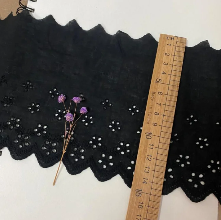 1 метр черная хлопчатобумажная кружевная отделка для костюма вышитая ткань