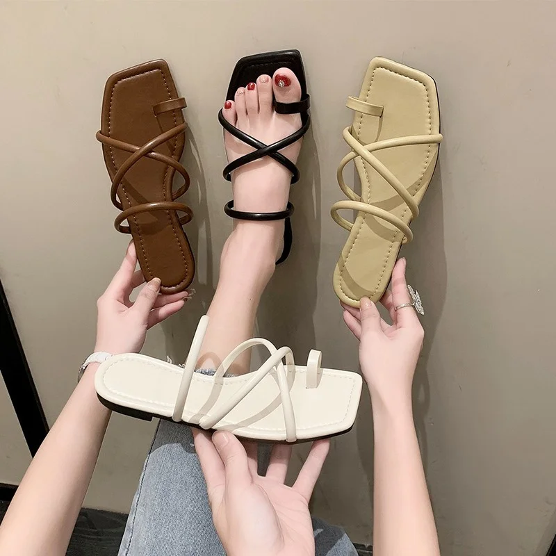 Platform Shoes Women's Slippers Flat Heel Platform Slippers Fashion Solid Color Beaded High Heels Women's Flip Flop Casual