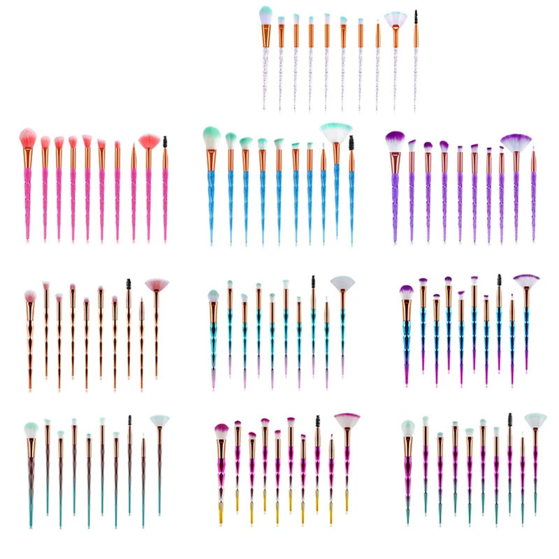 

20 PCs Diamond Makeup Brush Set Portable Professional Cosmetics Brushes Foundation Blush Eyeshadow Contour Beauty Make Up Tool