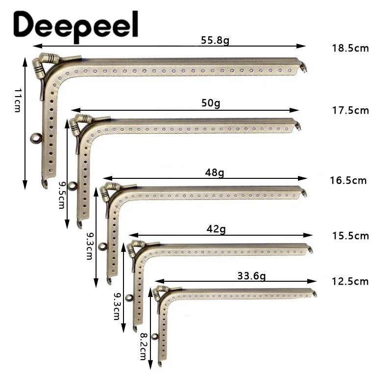 10Pcs Deepeel 12.5-18.5cm L-shaped Bag Handles Sewing Brackets Kiss Clasp Metal Frame Handle DIY Purse Frames Accessories