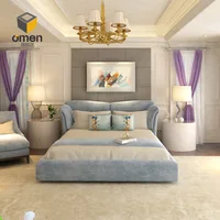 Wedding bed master bedroom light luxury modern minimalist ins online celebrity big bed double blue design 1.8 meters removable a