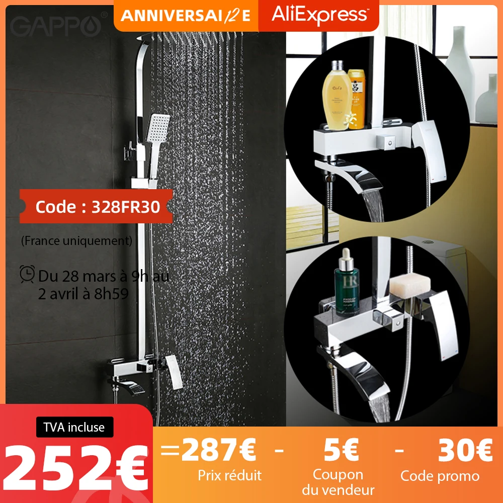 

GAPPO shower faucet set bronze waterfall wall bathtub faucet mixer tap shower head chrome Bathroom Shower set G2407 G2407-8