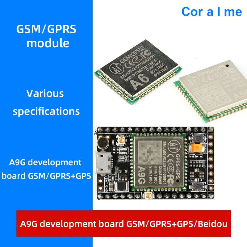 

1PC GPRS GPS Module A9G Core Board Module Pudding Development Board SMS voice Wireless Data Transmission IOT with Antenna GSM