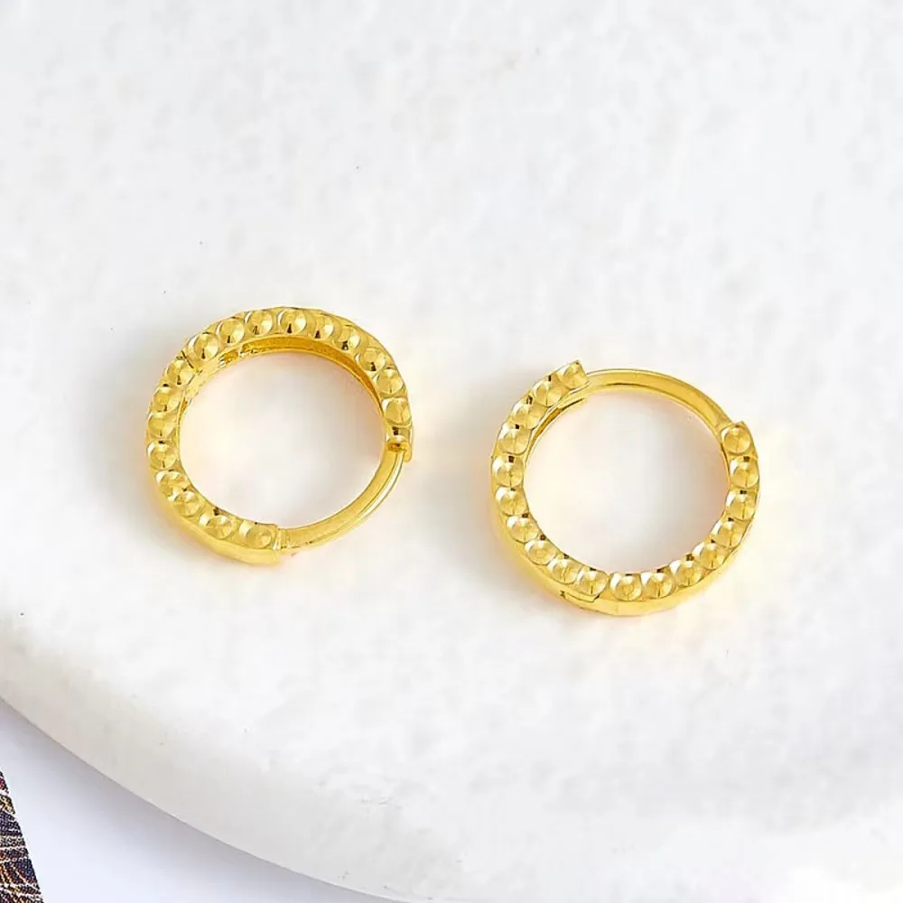 Серьги-кольца из желтого золота 18 карат женские резные квадратные серьги на