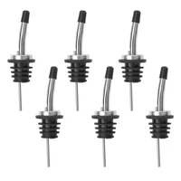 6 pack stainless steel classic bottle pourers tapered spout liquor pouers with rubber dust caps and cleaning brushes