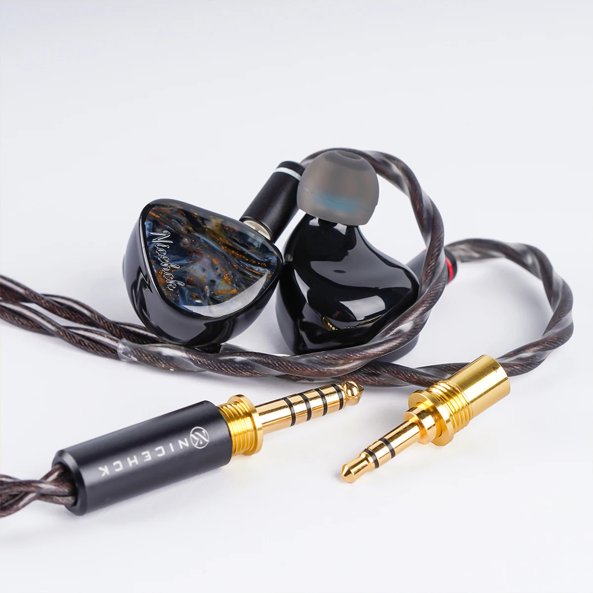 Фото Наушники NICEHCK Rockies 1DD+2 Knowles BA+2 Sonion EST HiFi IEM со сменными 2-контактными разъемами 0.78 и лицевой панелью из натурального пиертерита №1
