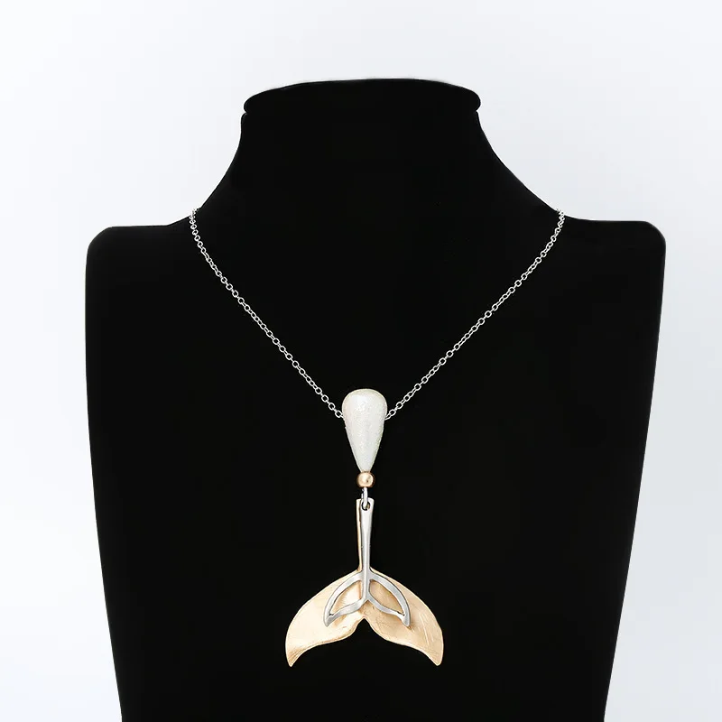 

Amorcome 2023 New Fashion Mermaid Chain Necklace For Women Trendy Statement Pendant Choker For Neck Whale Collar Jewelry Gift