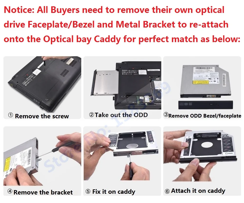 NIGUDEYANG 2nd HDD SSD Hard Disk Drive Optical bay Caddy Adapter for Asus S46 S46CM S56 S56CM S56ca S56cb S56v UJ8C2 DVD ODD images - 6