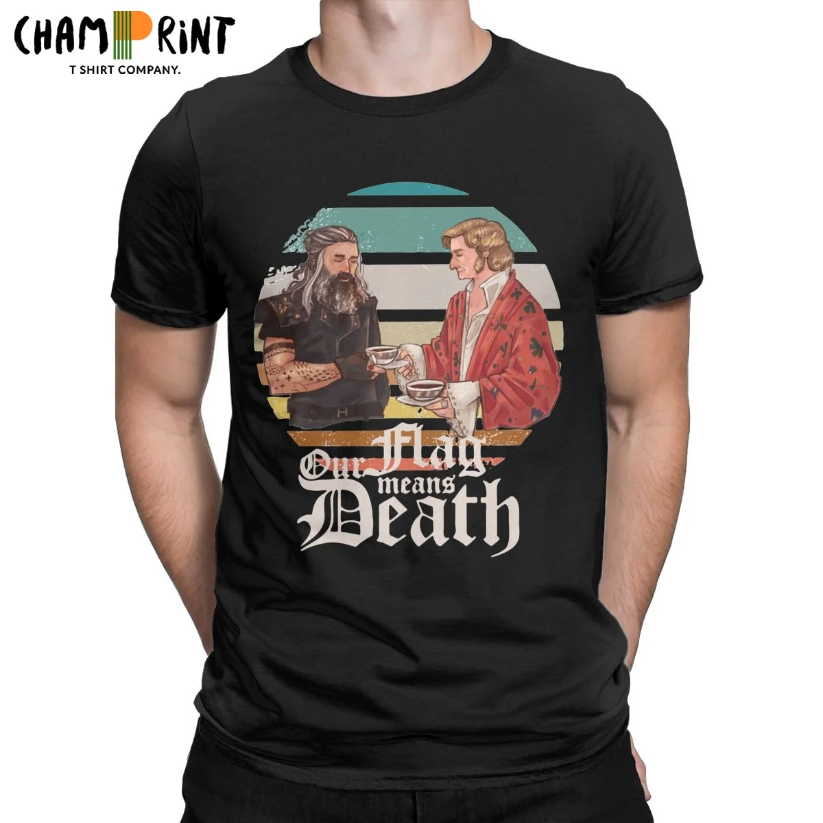 

Men's Stede Blackbeard On Retro Sunset T Shirt Our Flag Means Death Pure Cotton Clothes Short Sleeve O Neck Tees Summer T-Shirts