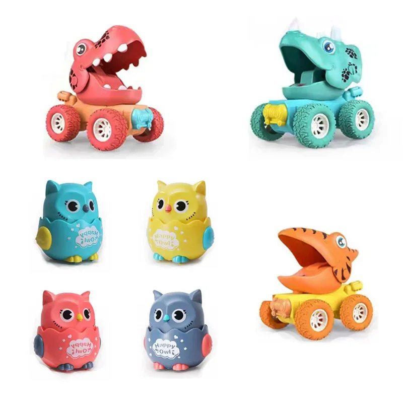 

1 Pcs/Bag Of Color Random Baby Press Owl Children's Toys Pull Back Inertial Dinosaur Car Montessori Toddler Birthday Gift Toys